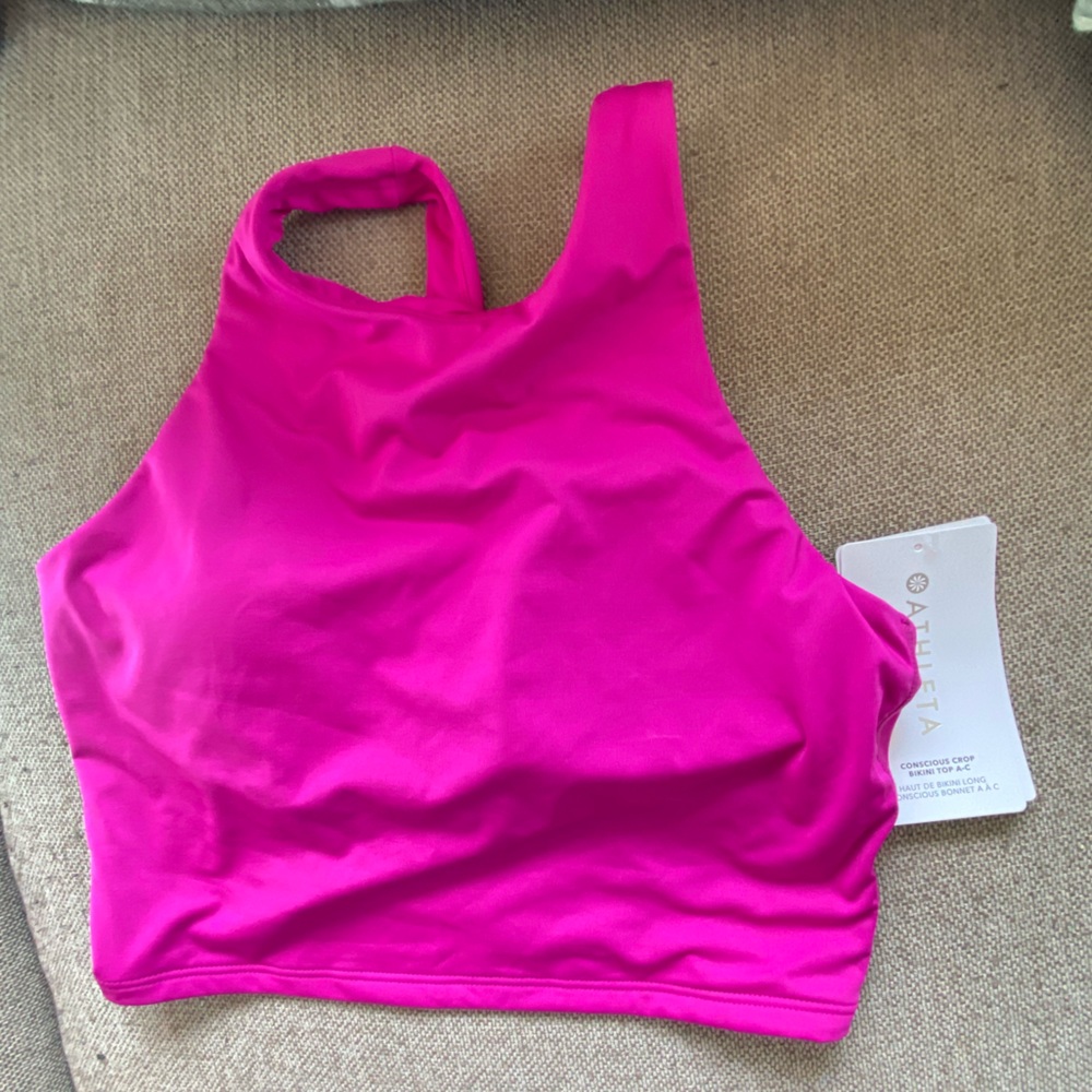 ATHLETA conscious crop bikini top A-C PINK NWT S/P
